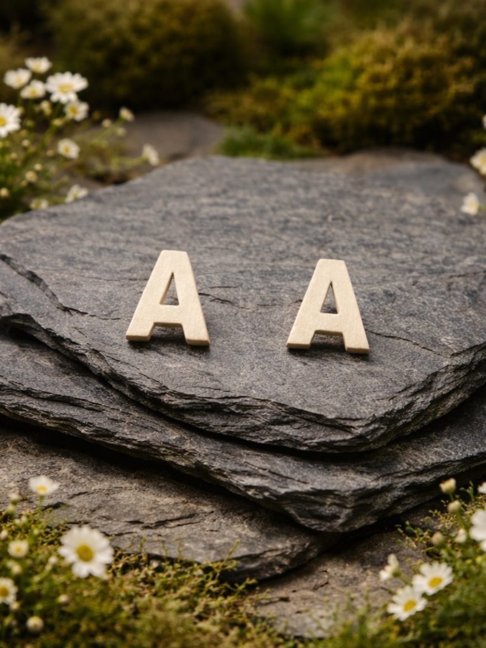 Silver stainless steel 316L Letter A Stud Earrings